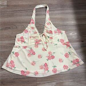 Floral Print Halter Tank Top